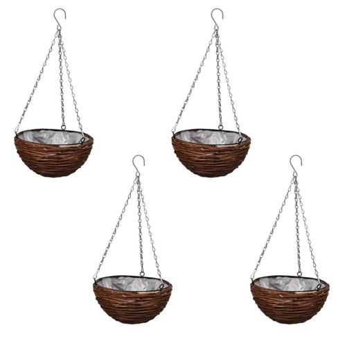 vidaXL Hangbak wilgenhout met voering en ketting 4 stuks, Tuin en Terras, Bloempotten, Nieuw, Verzenden