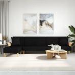 vidaXL Slaapbank L-vormig 279x140x70 cm fluweel zwart, Huis en Inrichting, Zetels | Zetels, Verzenden, Nieuw