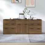 vidaXL 3-delige Dressoirs bewerkt hout bruin eikenkleur, Huis en Inrichting, Verzenden, Nieuw