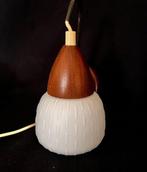 Lampe (2) - verre et bois de teck - Verre plissé vintage