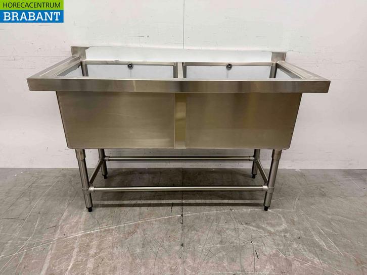 RVS Spoeltafel Vogue CF406 Dubbele spoelbakken 141 cm Horeca, Zakelijke goederen, Horeca | Meubilair en Inrichting, Ophalen of Verzenden