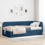 vidaXL Hoek Bed Frame met matras met hoofdeinde Blauw 90 x, Verzenden, Nieuw