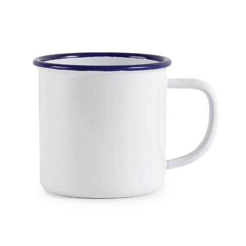 Mokken | Geëmailleerd Staal | Wit/Blauw | 35cl | 6 Stuks |, Zakelijke goederen, Horeca | Keukenapparatuur, Nieuw in verpakking