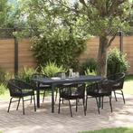 vidaXL Tuin Eettafel Set 7 pcs Zwart Poly rattan, Tuin en Terras, Tuinsets en Loungesets, Verzenden, Nieuw