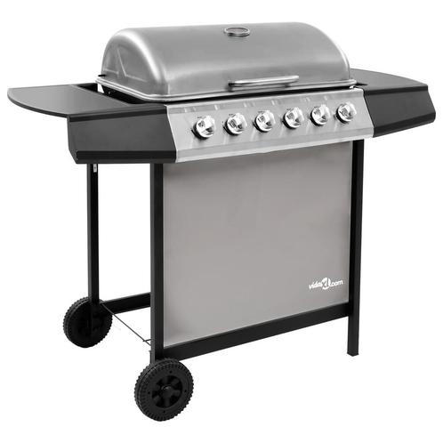 vidaXL Gasbarbecue met 6 branders zwart en zilverkleurig, Elektronische apparatuur, Overige elektronische apparatuur, Nieuw, Verzenden