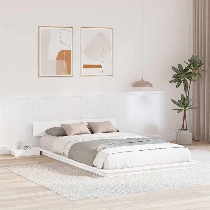 vidaXL Bedframe Wit 120 x 190 cm Hout, Huis en Inrichting, Slaapkamer | Bedden, Nieuw, Verzenden