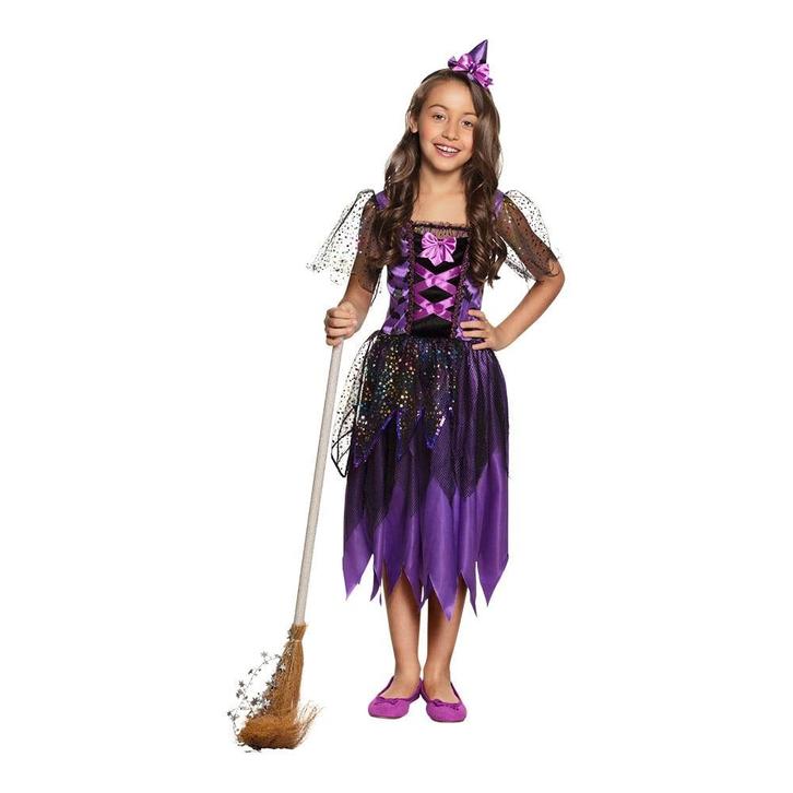 Halloween Heks Kostuum Kind Paarse Glitter, Kinderen en Baby's, Carnavalskleding en Verkleedspullen, Nieuw, Verzenden