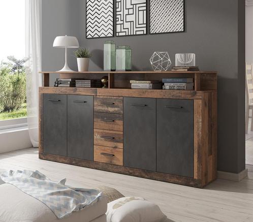 Dressoir Grijs Old wood 190cm Opbergkast, Huis en Inrichting, Kasten | Dressoirs, 25 tot 50 cm, Nieuw, 150 tot 200 cm, Verzenden