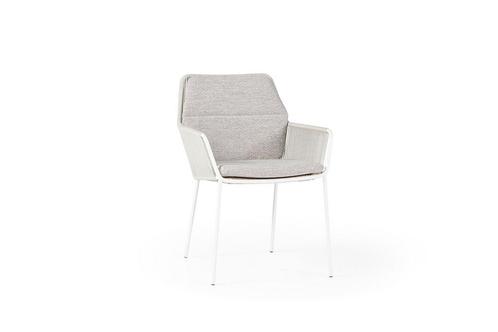 Suns Punta eetstoel wit - fishbone weaving camel sand |, Tuin en Terras, Tuinsets en Loungesets