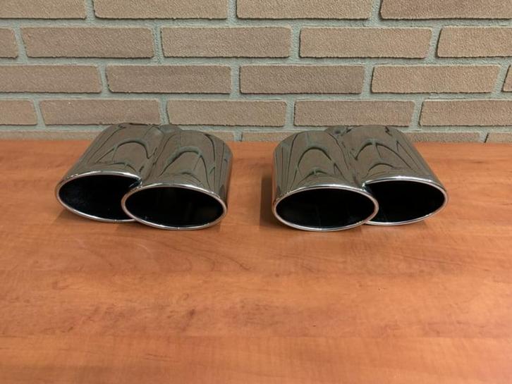 Uitlaat Sierstukken set RVS Dubbel ovaal Overlopend met, Auto-onderdelen, Uitlaatsystemen, Nieuw, Ophalen of Verzenden