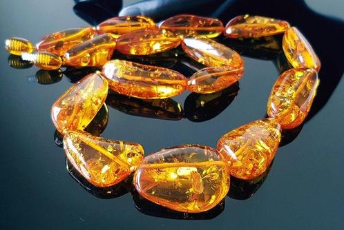 Amber Vintage Natuurlijke Baltische Amber Ketting- 37 g, Verzamelen, Mineralen en Fossielen