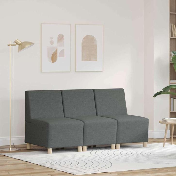 vidaXL Modulaire Sofa Eenheid Armless 3 pcs Donkergrijs, Huis en Inrichting, Zetels | Zetels, Nieuw, Verzenden