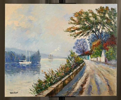 Christiane Stenfort (1940) - Bord de Seine vers Duclair, Antiek en Kunst, Kunst | Schilderijen | Klassiek