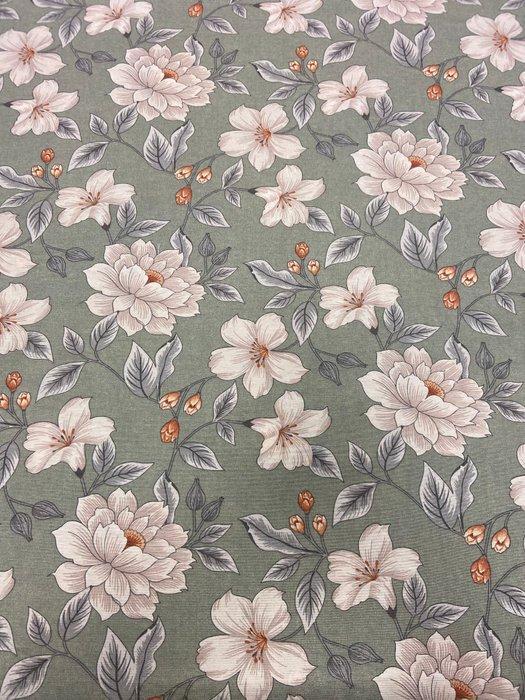 Elegante en delicate groene achtergrondstof met witte, Antiek en Kunst, Antiek | Tapijten, Tafelkleden en Textiel