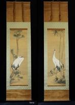 FREE SHIPPING Twin scrolls Crane - zan  - Japan - Late, Antiek en Kunst