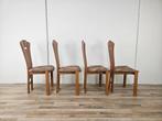 Eetkamerstoel - Hout, Textiel - Set van vier vintage