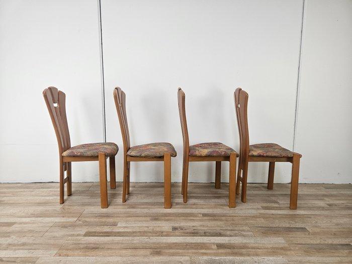 Eetkamerstoel - Hout, Textiel - Set van vier vintage, Antiek en Kunst, Kunst | Designobjecten