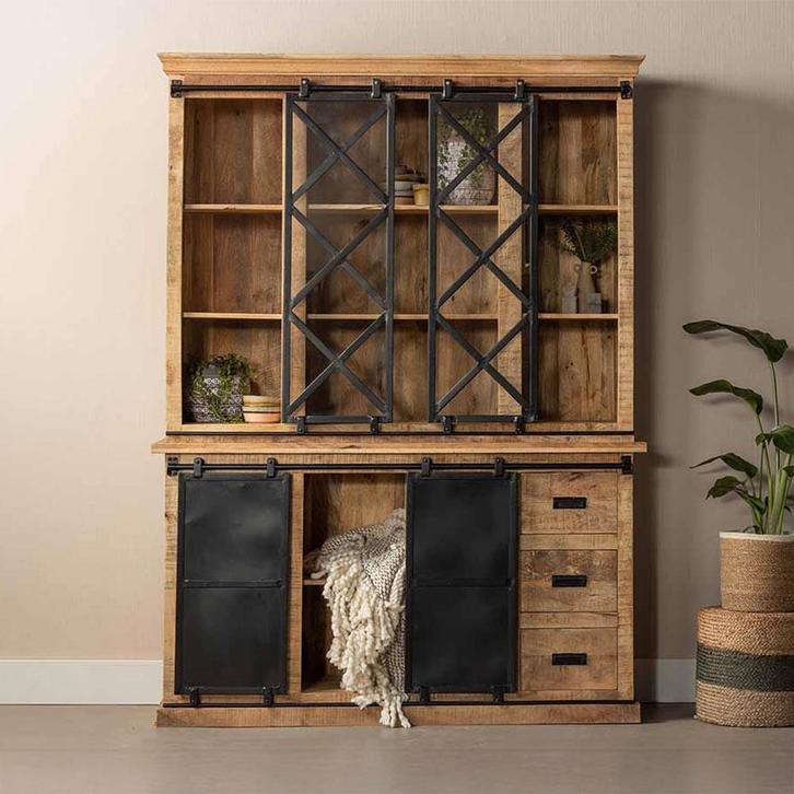 Buffetkast Mangohout Milan 240 X, Huis en Inrichting, Kasten | Buffetkasten, Nieuw, Overige houtsoorten, Verzenden