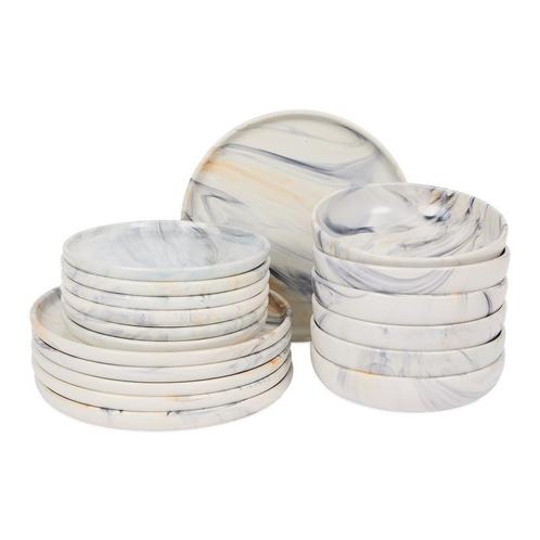 Service de table Marena - gris et marron - 18 pièces | 6, Huis en Inrichting, Woonaccessoires | Overige, Verzenden