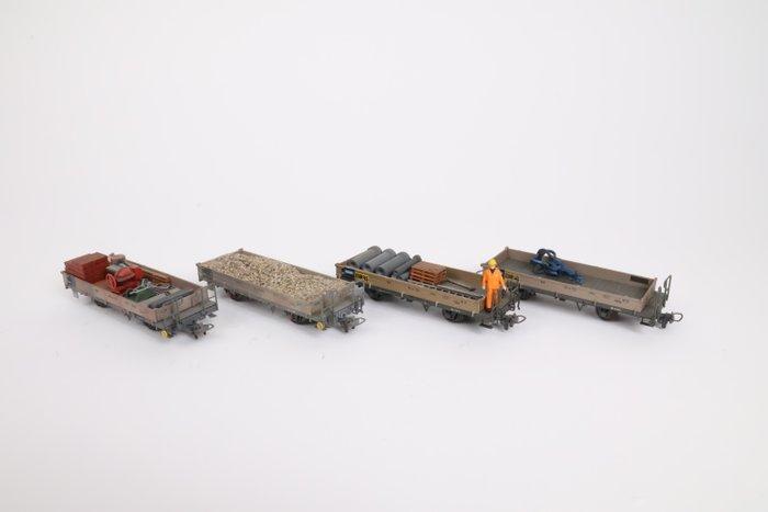 Bemo H0m - Modeltrein goederenwagon (4) - Platte (smalspoor), Hobby en Vrije tijd, Modeltreinen | H0