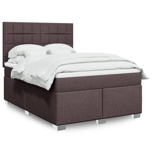 vidaXL Boxspring met matras stof donkerbruin 160x200 cm, Huis en Inrichting, Slaapkamer | Bedden, Nieuw, Verzenden