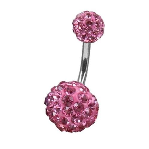Fako Bijoux® - Navelpiercing - Disco Dots Duo - 8mm - Roze, Handtassen en Accessoires, Piercings, Verzenden