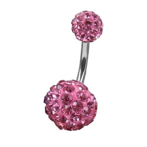 Fako Bijoux® - Navelpiercing - Disco Dots Duo - 8mm - Roze, Bijoux, Sacs & Beauté, Piercings, Envoi