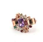 Zonder Minimumprijs - Ring - 9 kt. Roségoud, Zilver Amethist, Handtassen en Accessoires, Nieuw