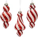 Kerstballen glas Ornament Rood Wit per stuk, Nieuw