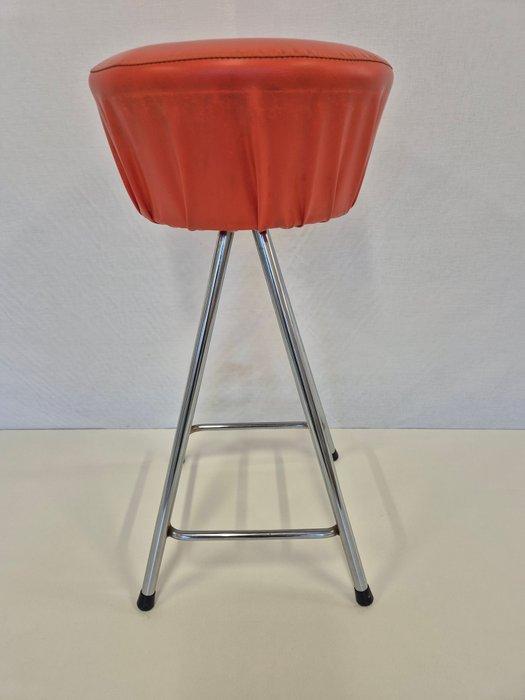 Tabouret - Chrome, Textile - tabouret de bar, Antiquités & Art, Art | Objets design