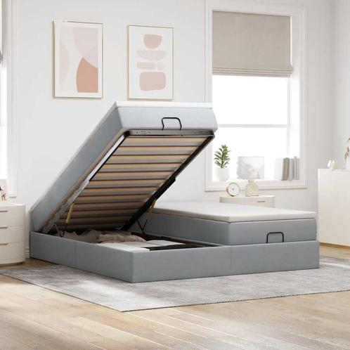 vidaXL Ottoman bed met matrassen 160x200cm stof lichtgrijs, Huis en Inrichting, Slaapkamer | Bedden, Nieuw, Verzenden