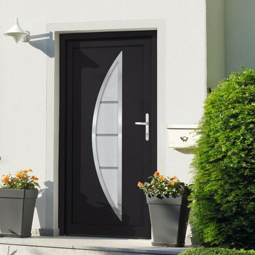vidaXL Voordeur 98x200 cm PVC antracietkleurig, Doe-het-zelf en Bouw, Deuren en Vliegenramen, Nieuw, Verzenden