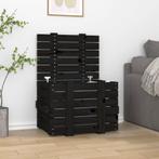 vidaXL Opbergbox 58x40,5x42 cm massief grenenhout zwart, Doe-het-zelf en Bouw, Kratten en Dozen, Verzenden, Nieuw