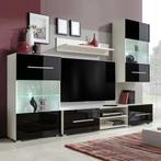 vidaXL Muurvitrine tv-meubel met LED-verlichting zwart, Nieuw, Verzenden