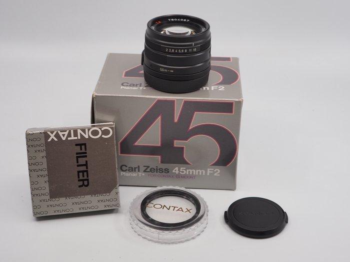 Carl Zeiss, Contax G Planar 2/45mm black + filtro, borsa e, Audio, Tv en Foto, Fotocamera's Analoog