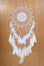 Dromenvanger Groot Mandala Wit Dreamcatcher Veren Macramé Bo, Hobby en Vrije tijd, Ophalen of Verzenden, Nieuw
