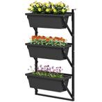 Bloempotten- Vierkante plantenpot - Kunststof - Donkergrijs, Ophalen of Verzenden, Nieuw