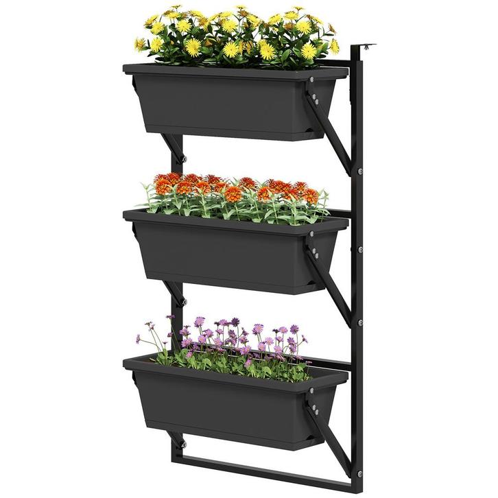 Bloempotten- Vierkante plantenpot - Kunststof - Donkergrijs, Tuin en Terras, Bloembakken en Plantenbakken, Nieuw, Ophalen of Verzenden
