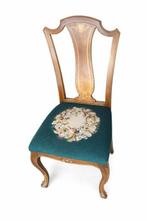 Eetkamerstoel (6) - Beuken - 6 handgeborduurde stoelen