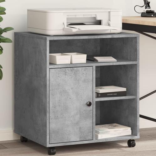 vidaXL Printerkastje met wielen 60x50x67 cm betongrijs, Computers en Software, Printers, Nieuw, Verzenden