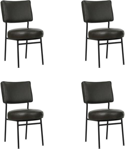 Set van 4 Leren eetkamerstoelen - Echt leer, Modern,, Huis en Inrichting, Stoelen, Overige kleuren, Vier, Nieuw, Leer, Ophalen of Verzenden