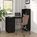 vidaXL Bureau 110x53x117 cm massief grenenhout zwart, Verzenden, Nieuw