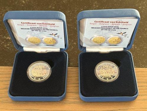 België. 2 Euro 2024 EU Presidency (2 stuks) Proof  (Zonder, Postzegels en Munten, Munten | Europa | Euromunten