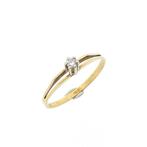 Gouden solitairring met diamant; 0,03 ct., Handtassen en Accessoires, Ringen, Gebruikt, Overige kleuren, Ophalen of Verzenden