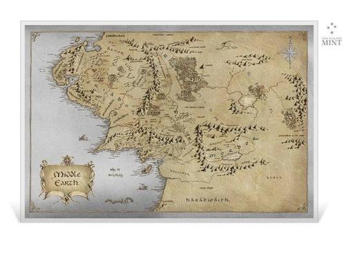 Niue. 2 Dollars 2021 Lord of the Rings™ Middle Earth™ Map,, Postzegels en Munten, Munten | Europa | Niet-Euromunten