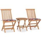 vidaXL 3-delige Tuinset inklapbaar met kussen massief, Tuin en Terras, Verzenden, Nieuw, Tuinset