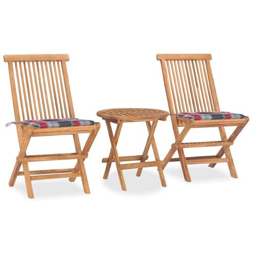 vidaXL 3-delige Tuinset inklapbaar met kussen massief, Tuin en Terras, Tuinsets en Loungesets, Tuinset, Nieuw, Verzenden