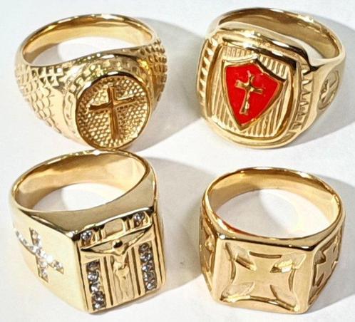 Verzameling van 4 christelijke ringen met gouden afwerking -, Antiek en Kunst, Antiek | Boeken en Manuscripten