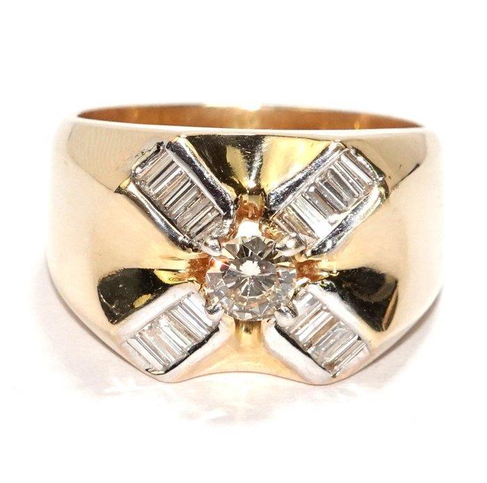 Ring - 14 karaat Geel goud, Witgoud - 1.13ct. tw. Diamant, Handtassen en Accessoires, Ringen