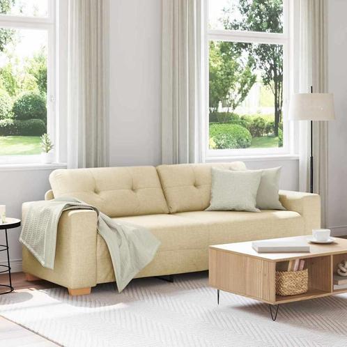 vidaXL 3-Zits Sofa met kussen Crème Stof, Huis en Inrichting, Zetels | Zetels, Nieuw, Verzenden